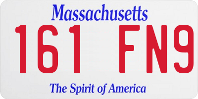 MA license plate 161FN9