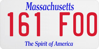 MA license plate 161FO0