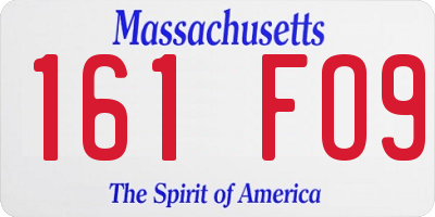 MA license plate 161FO9