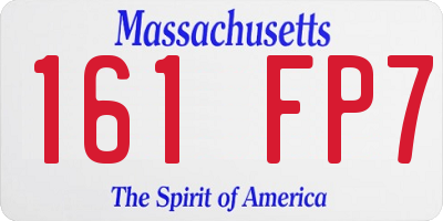 MA license plate 161FP7