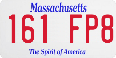 MA license plate 161FP8
