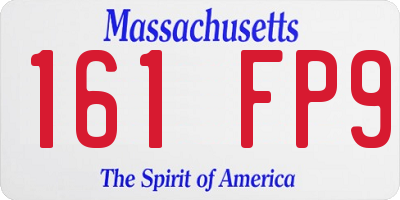 MA license plate 161FP9