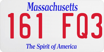 MA license plate 161FQ3