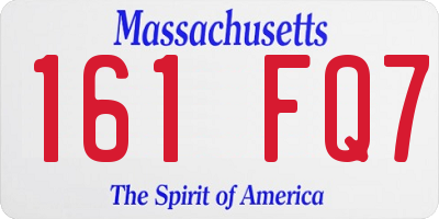 MA license plate 161FQ7