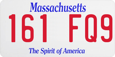 MA license plate 161FQ9