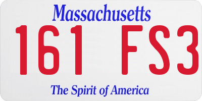 MA license plate 161FS3