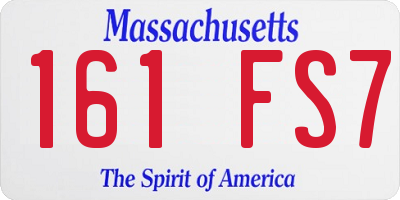 MA license plate 161FS7