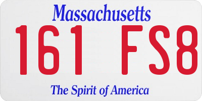 MA license plate 161FS8