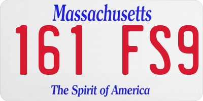MA license plate 161FS9