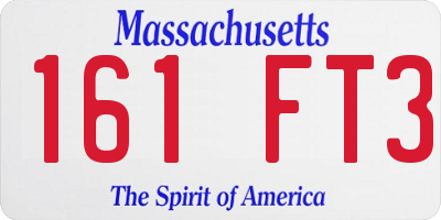 MA license plate 161FT3