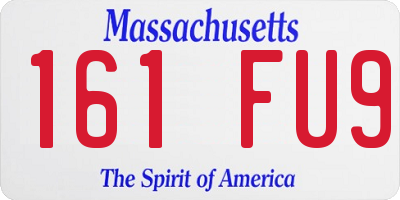 MA license plate 161FU9