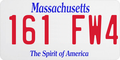 MA license plate 161FW4