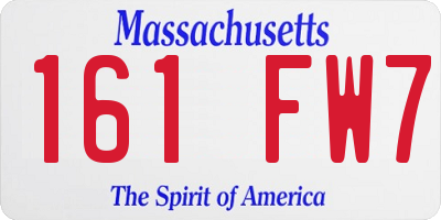 MA license plate 161FW7