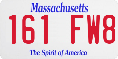 MA license plate 161FW8