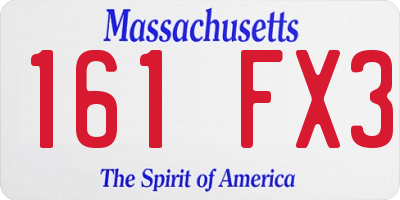 MA license plate 161FX3