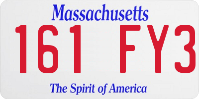 MA license plate 161FY3