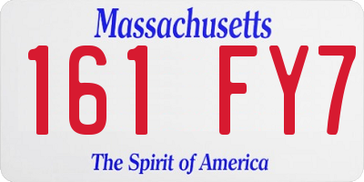 MA license plate 161FY7