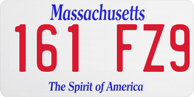 MA license plate 161FZ9