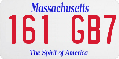 MA license plate 161GB7