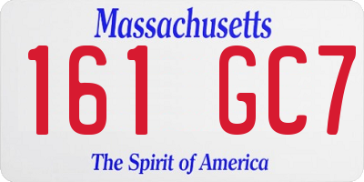 MA license plate 161GC7