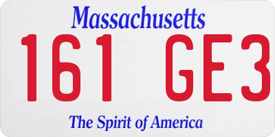 MA license plate 161GE3