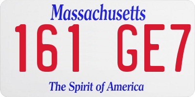 MA license plate 161GE7