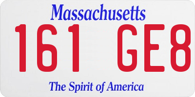 MA license plate 161GE8