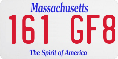 MA license plate 161GF8