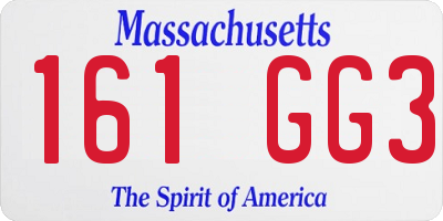 MA license plate 161GG3