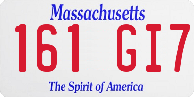 MA license plate 161GI7