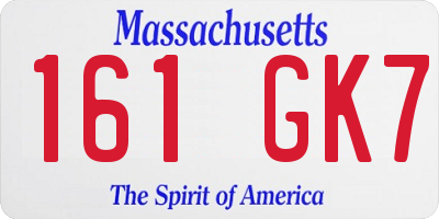 MA license plate 161GK7