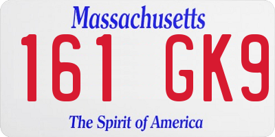 MA license plate 161GK9