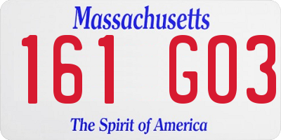 MA license plate 161GO3