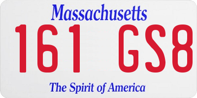 MA license plate 161GS8