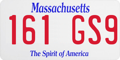 MA license plate 161GS9