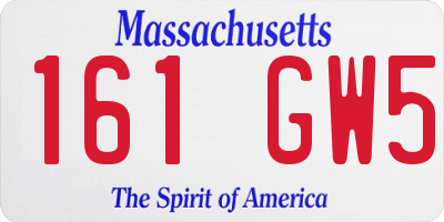 MA license plate 161GW5