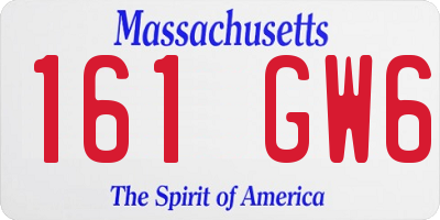MA license plate 161GW6