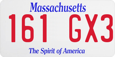 MA license plate 161GX3