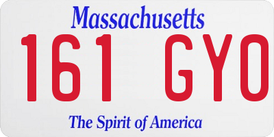 MA license plate 161GY0
