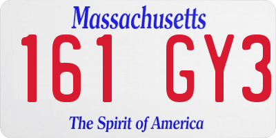 MA license plate 161GY3