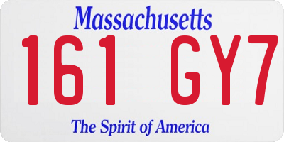 MA license plate 161GY7