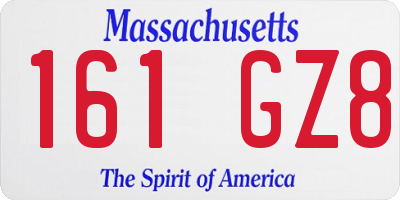 MA license plate 161GZ8