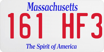 MA license plate 161HF3