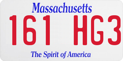 MA license plate 161HG3