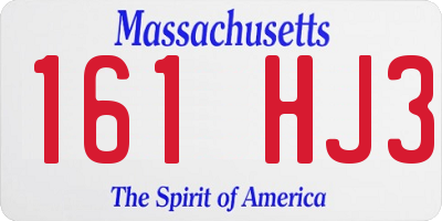 MA license plate 161HJ3