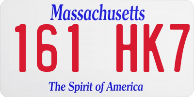 MA license plate 161HK7