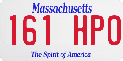 MA license plate 161HP0