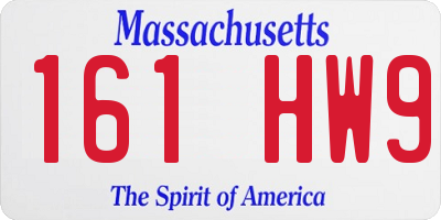 MA license plate 161HW9