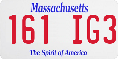 MA license plate 161IG3
