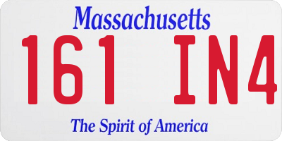 MA license plate 161IN4